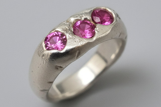 Sterling silver handcrafted ruby ring