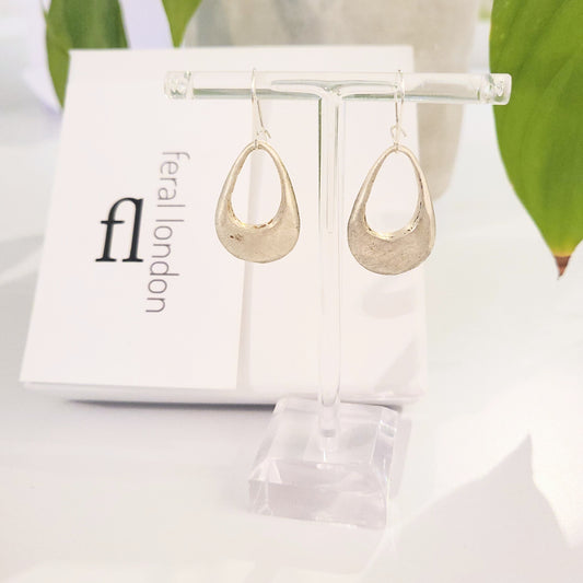 Pearlescent textured sterling silver handcrafted earrings